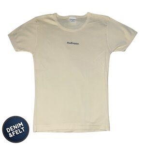Madhappy Women’s Cream Fitted T-Shirt/Tee w/ iridescent Logo | NEW/NWT!!💜